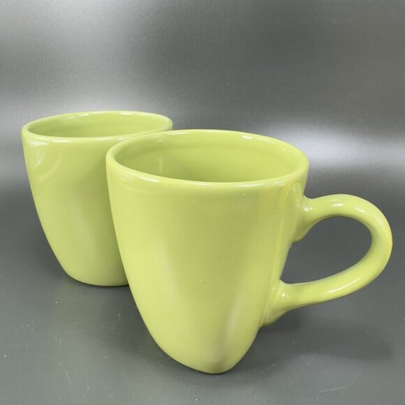 Buffalo China Lime Rickey Green Stoneware Ceramic Coffee Mug Cup Set 2 Oneida - Picture 10 of 13